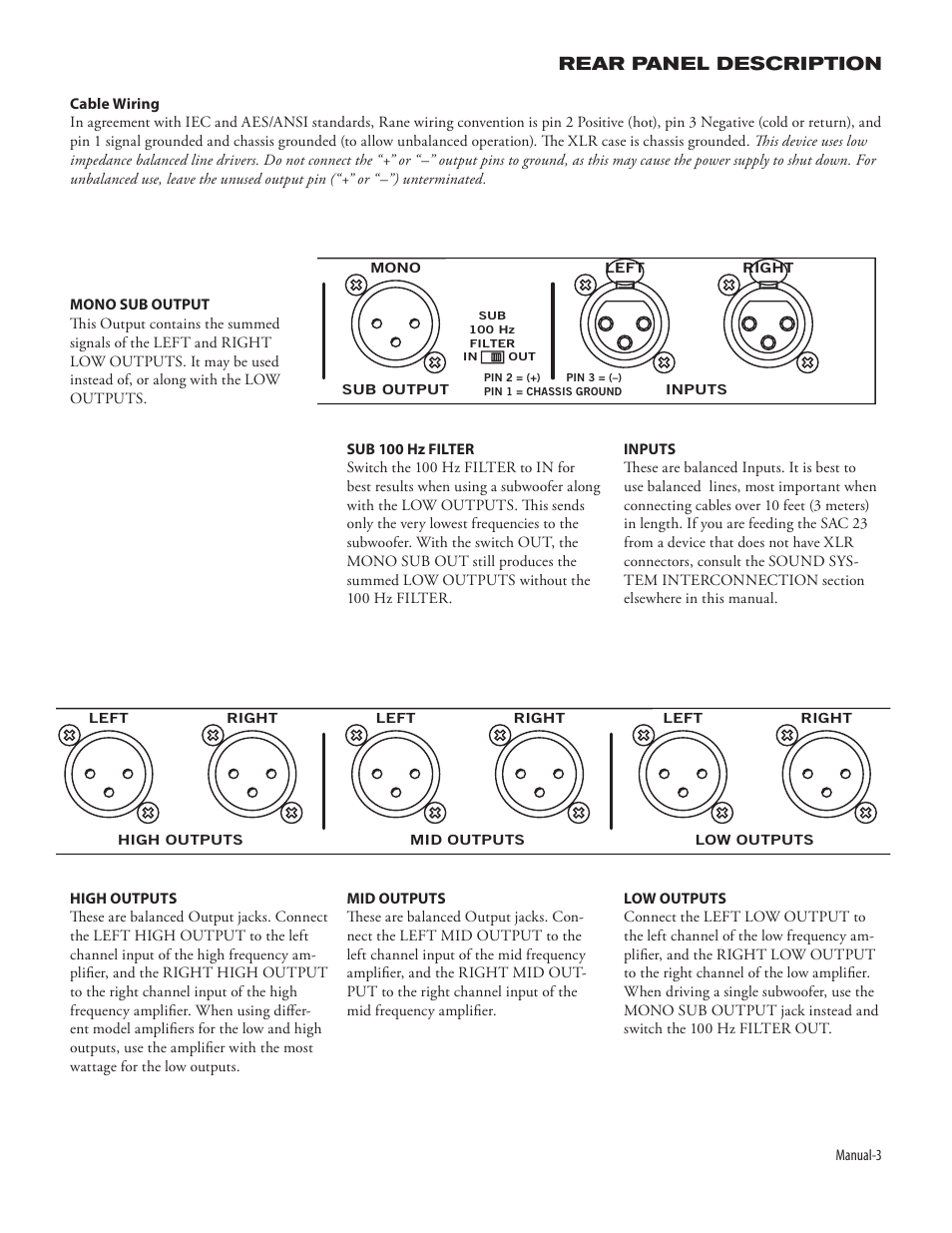 Sac 23, Rear panel description | Rane SAC 23 User Manual | Page 5 / 8