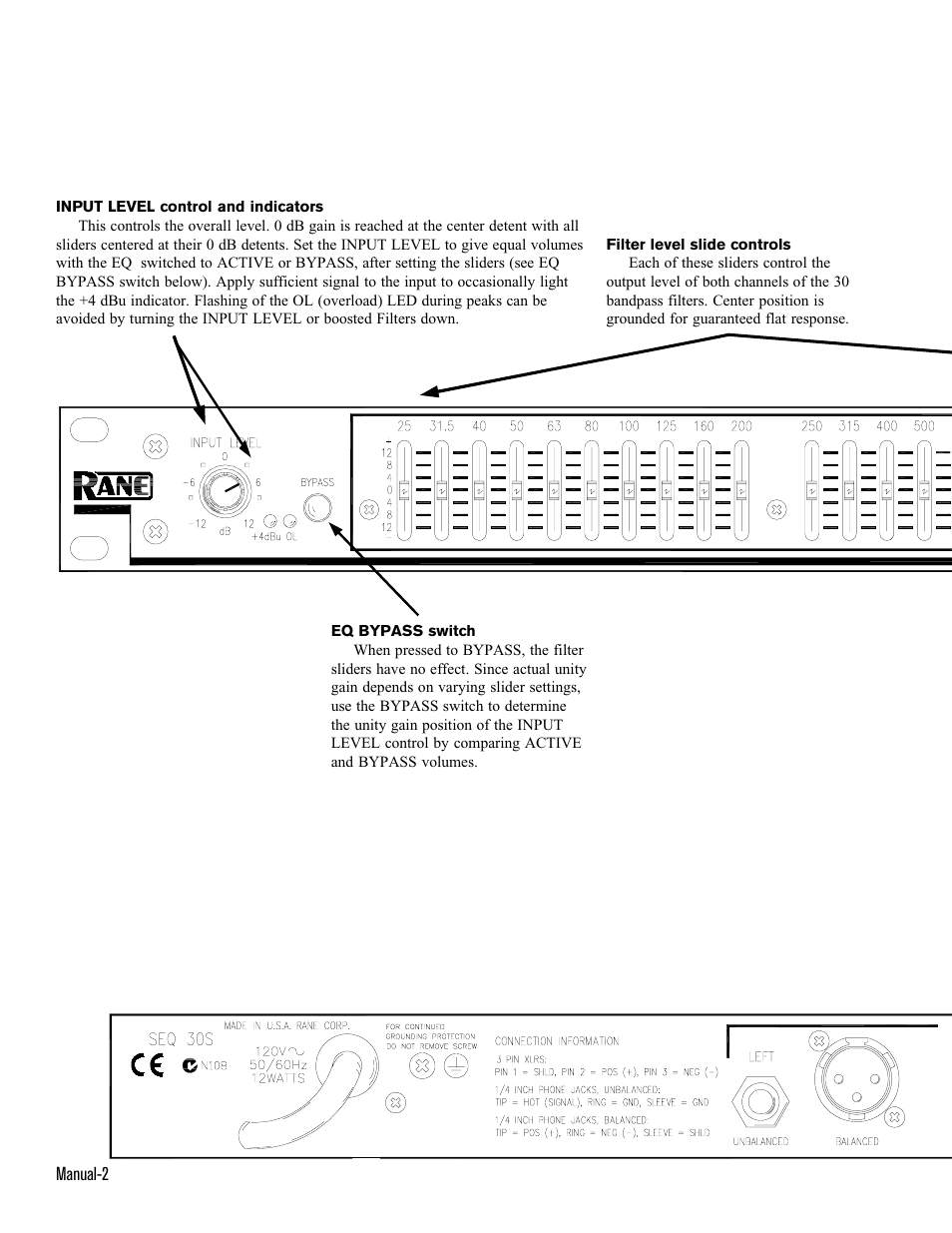 Rane SEQ 30S (2001 version) User Manual | Page 2 / 5