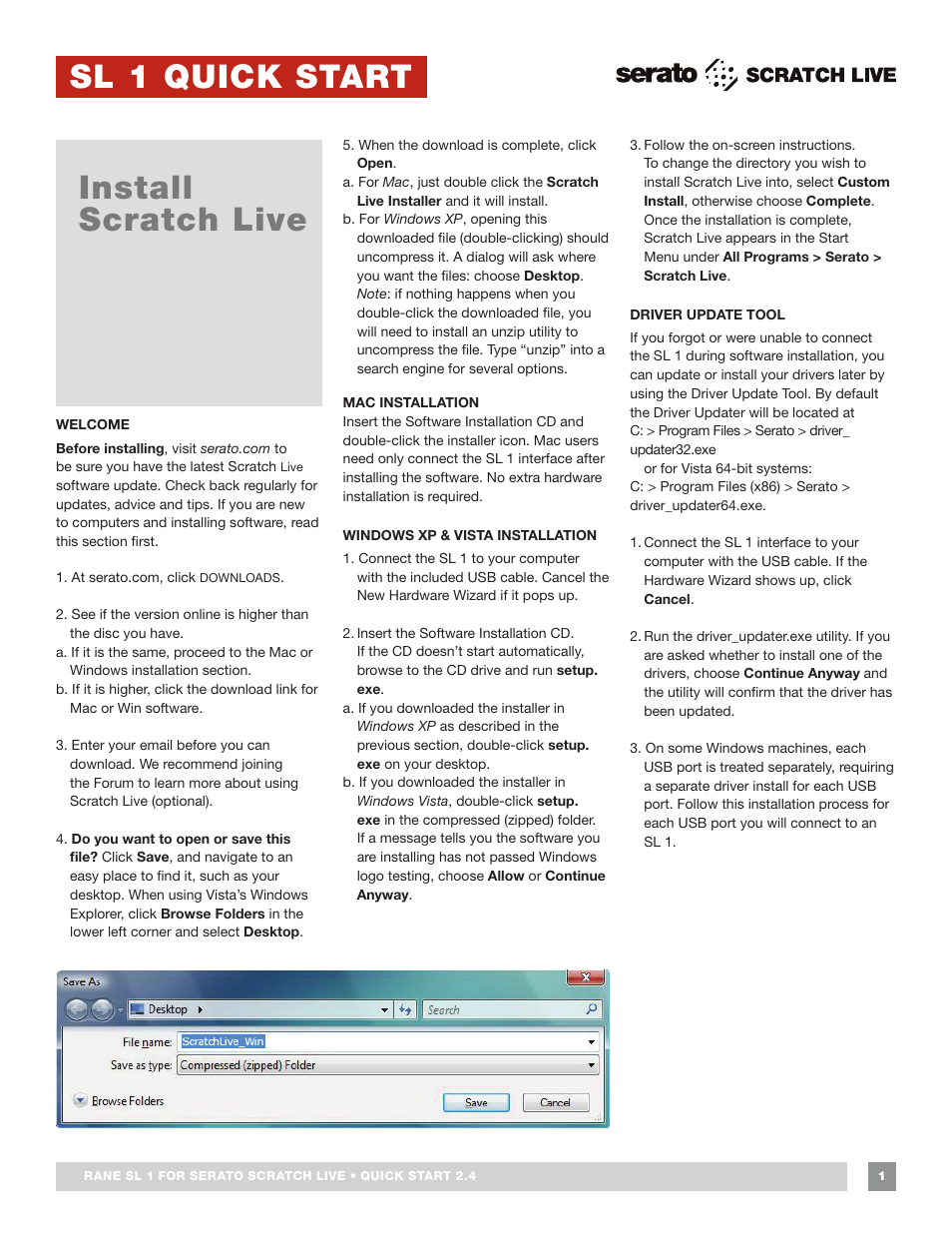 Rane SL 1 Quick Start with keyboard shortcuts (200k) User Manual | 4 pages