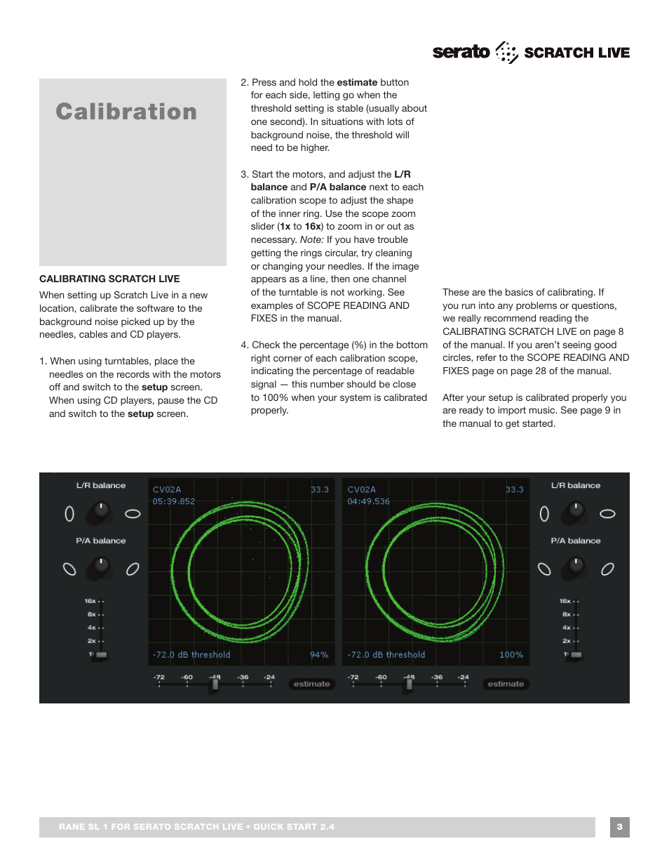 Calibration | Rane SL 1 Quick Start with keyboard shortcuts (200k) User Manual | Page 3 / 4