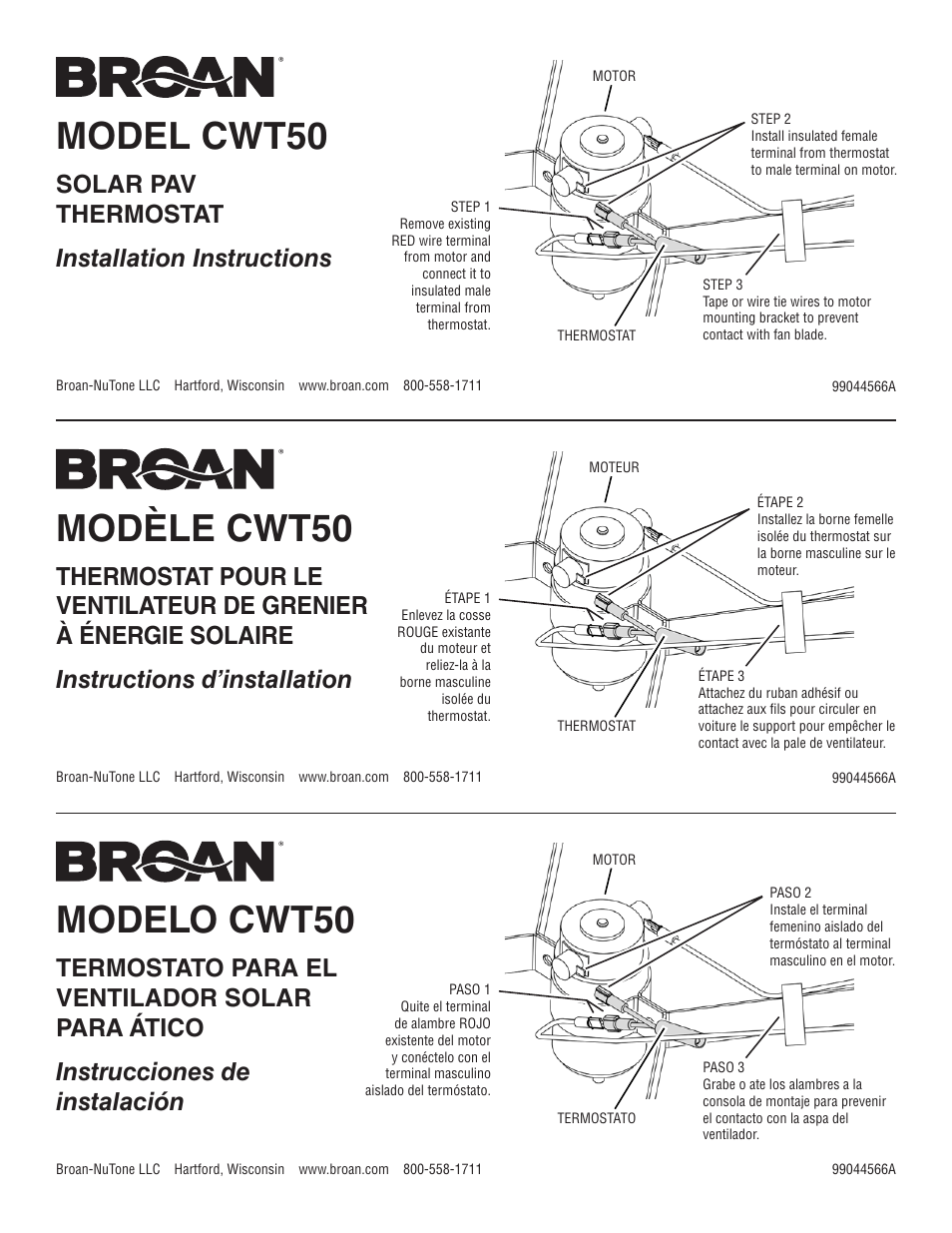 Broan CWT50 User Manual | 1 page