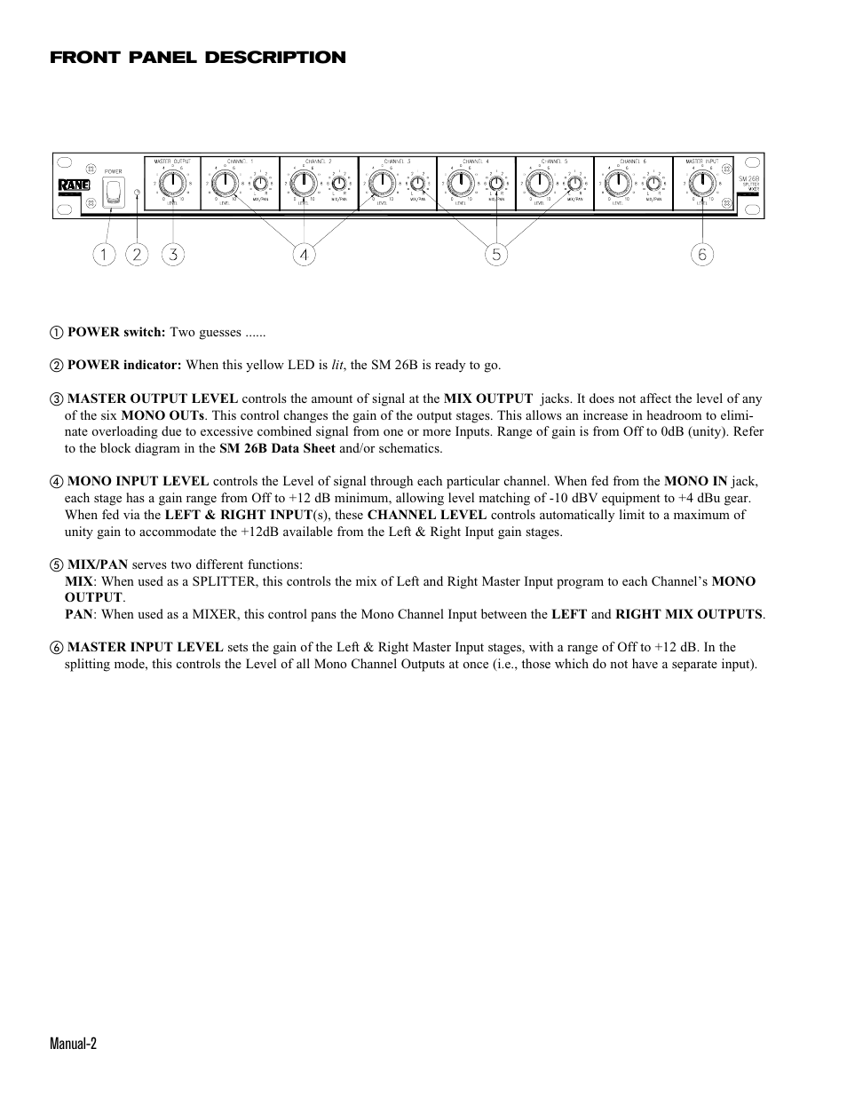 Rane SM 26B (1999 version) User Manual | Page 2 / 4