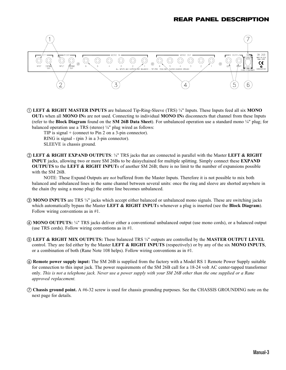 Rane SM 26B (1999 version) User Manual | Page 3 / 4