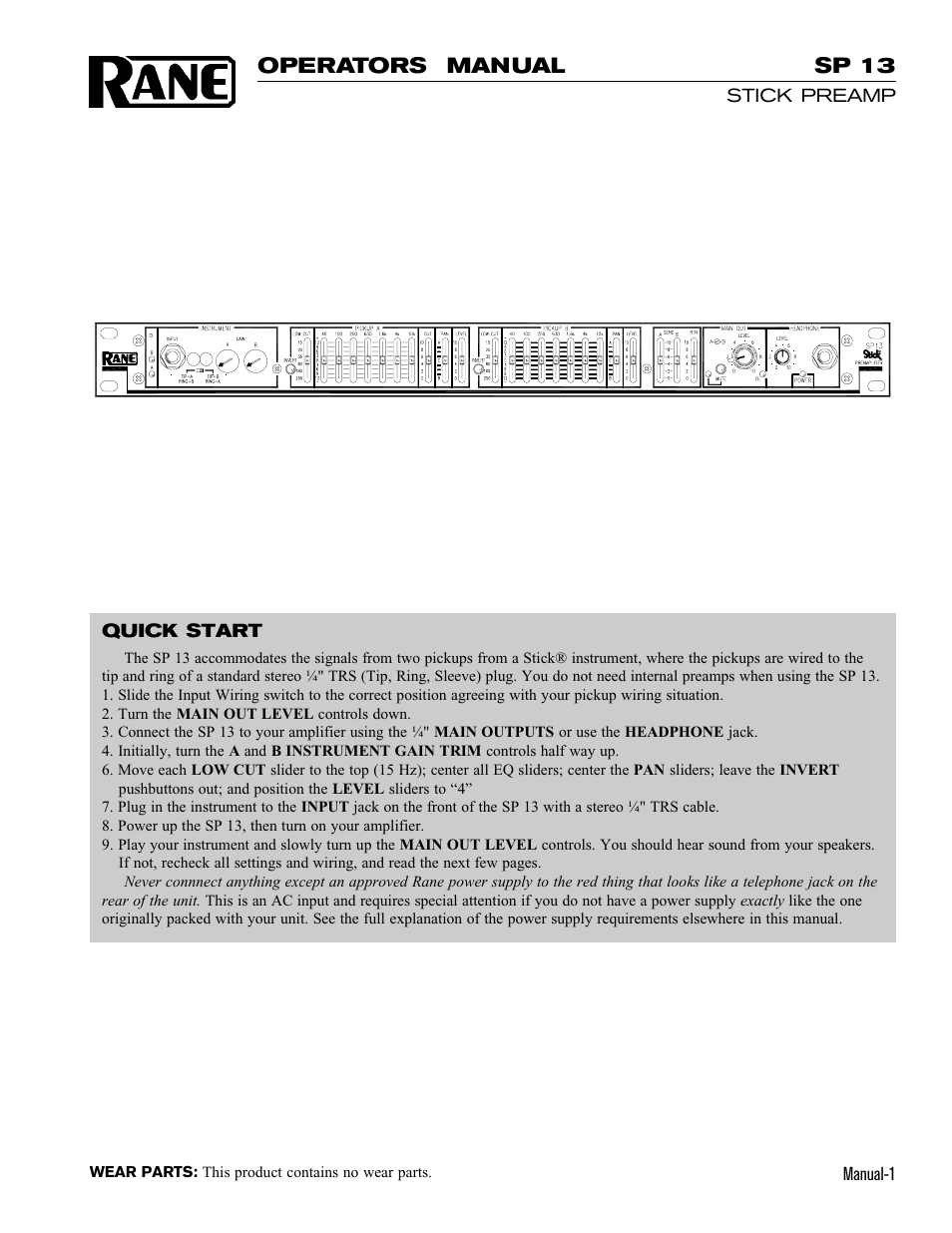 Rane SP 13 User Manual | 4 pages