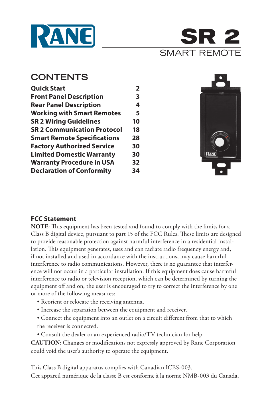 Rane SR 2 User Manual | 36 pages