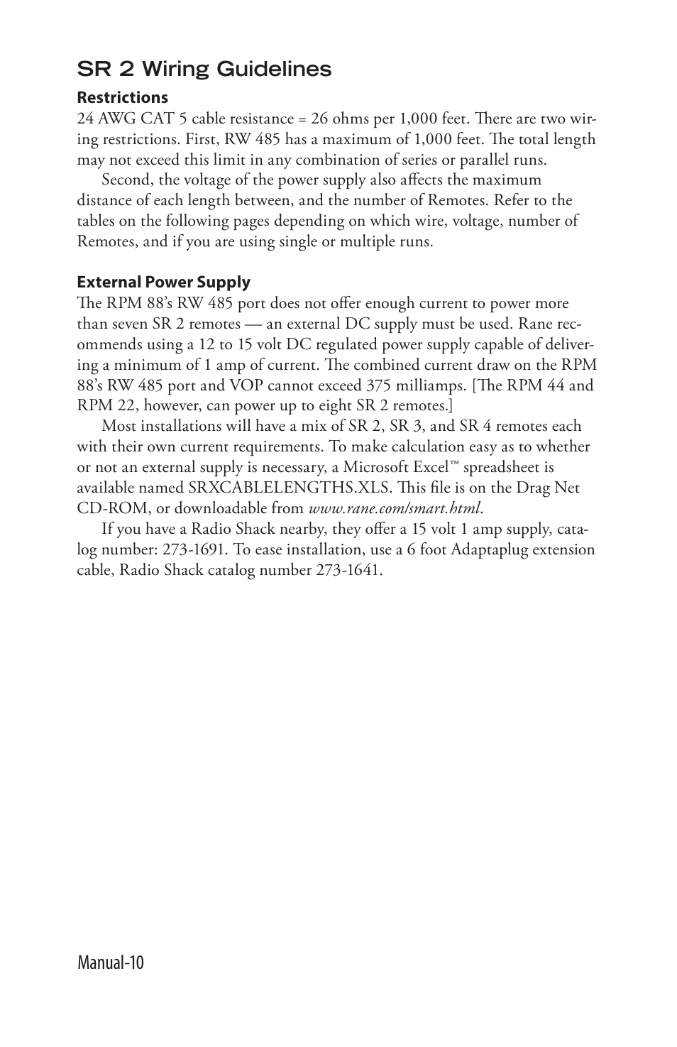 Manual-10 sr 2 wiring guidelines | Rane SR 2 User Manual | Page 10 / 36
