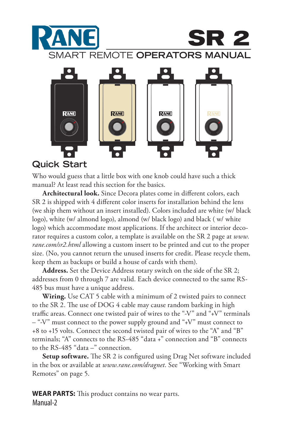 Sr 2 | Rane SR 2 User Manual | Page 2 / 36