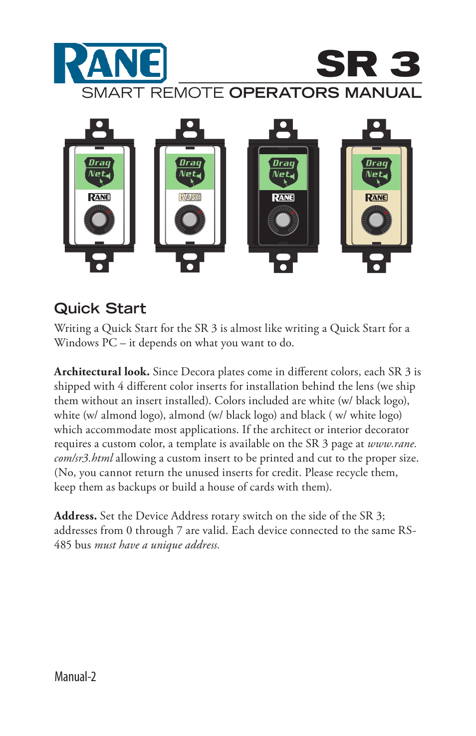 Sr 3 | Rane SR 3 User Manual | Page 2 / 52