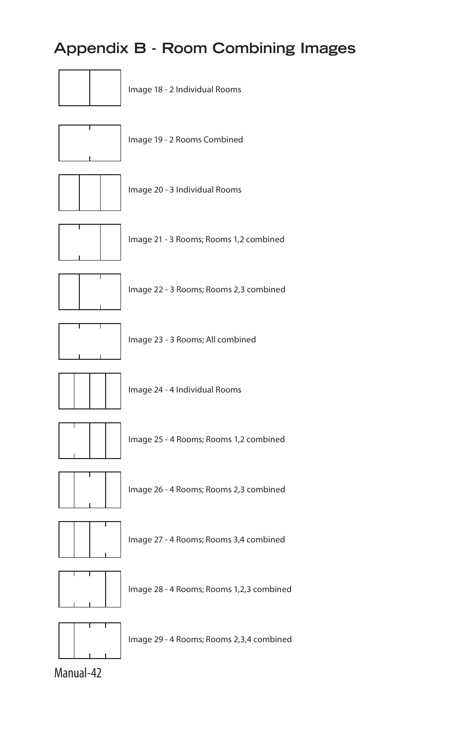 Manual-42, Appendix b - room combining images | Rane SR 3 User Manual | Page 42 / 52