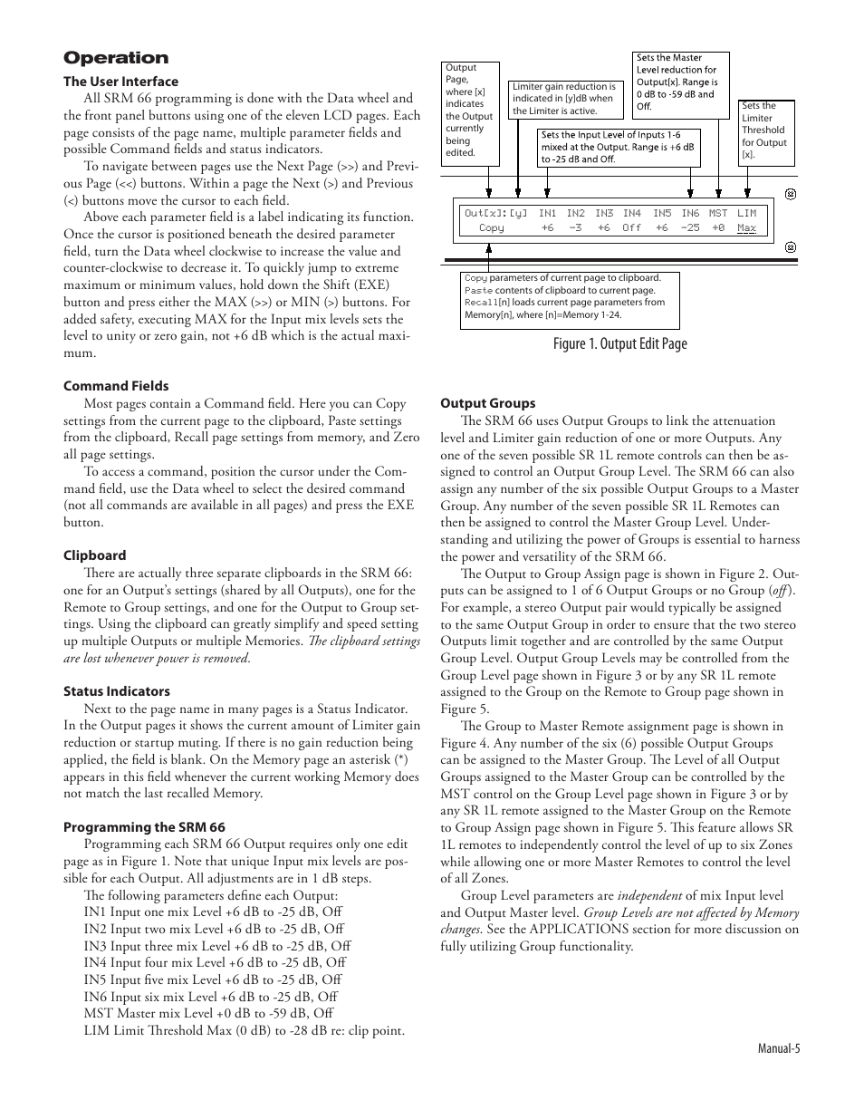 Figure 1. output edit page operation | Rane SRM 66 User Manual | Page 5 / 10