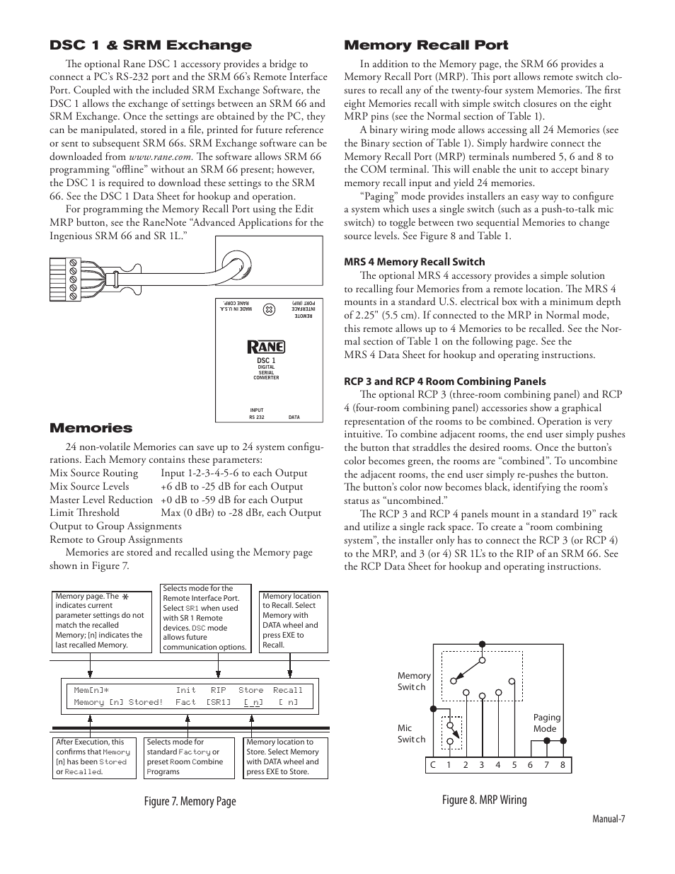 Figure 8. mrp wiring, Dsc 1 & srm exchange | Rane SRM 66 User Manual | Page 7 / 10