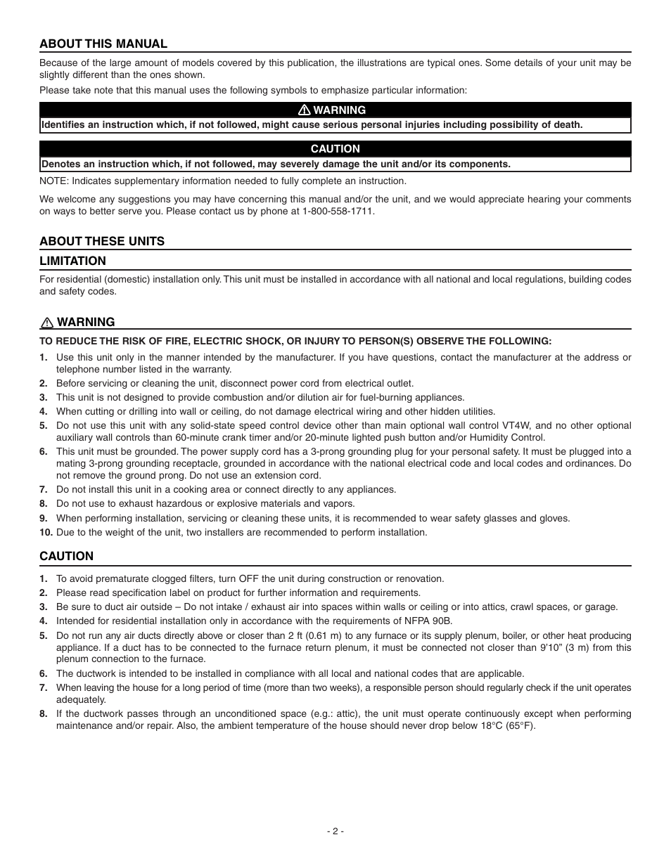 Broan Fresh Air System ERV90HCS User Manual | Page 2 / 52