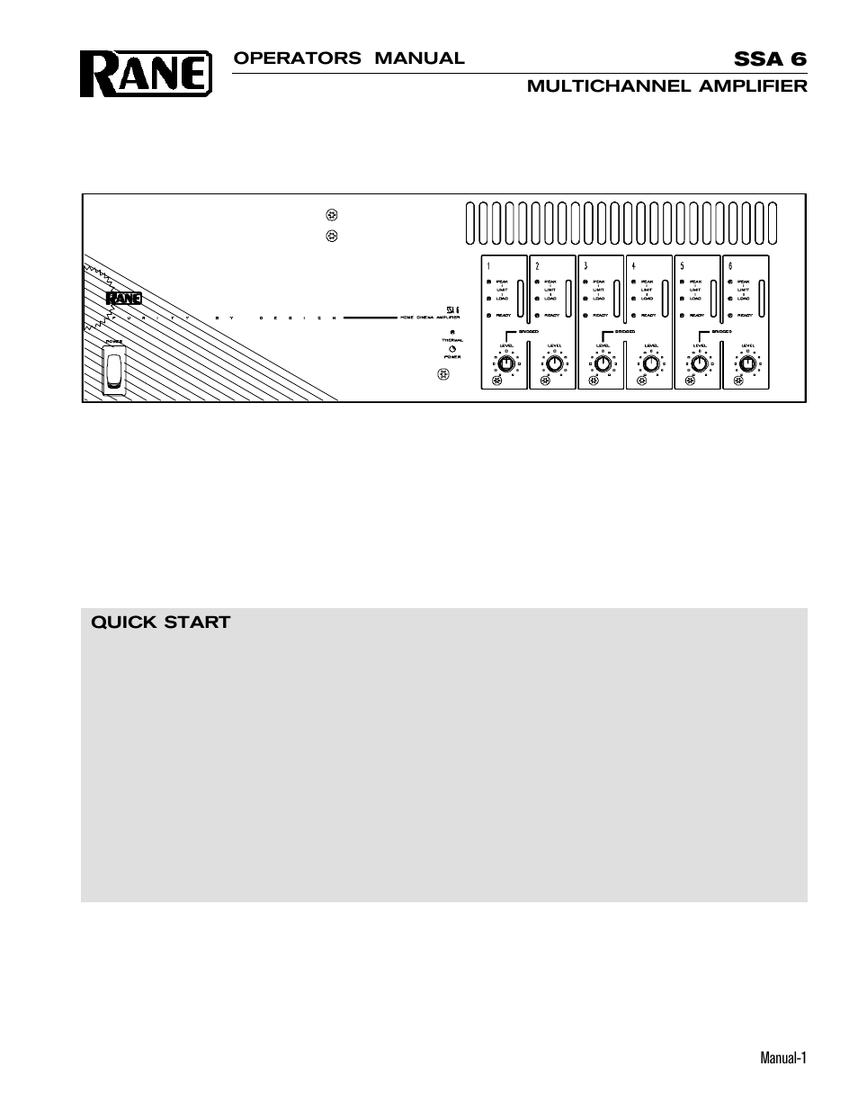 Rane SSA 6 User Manual | 5 pages