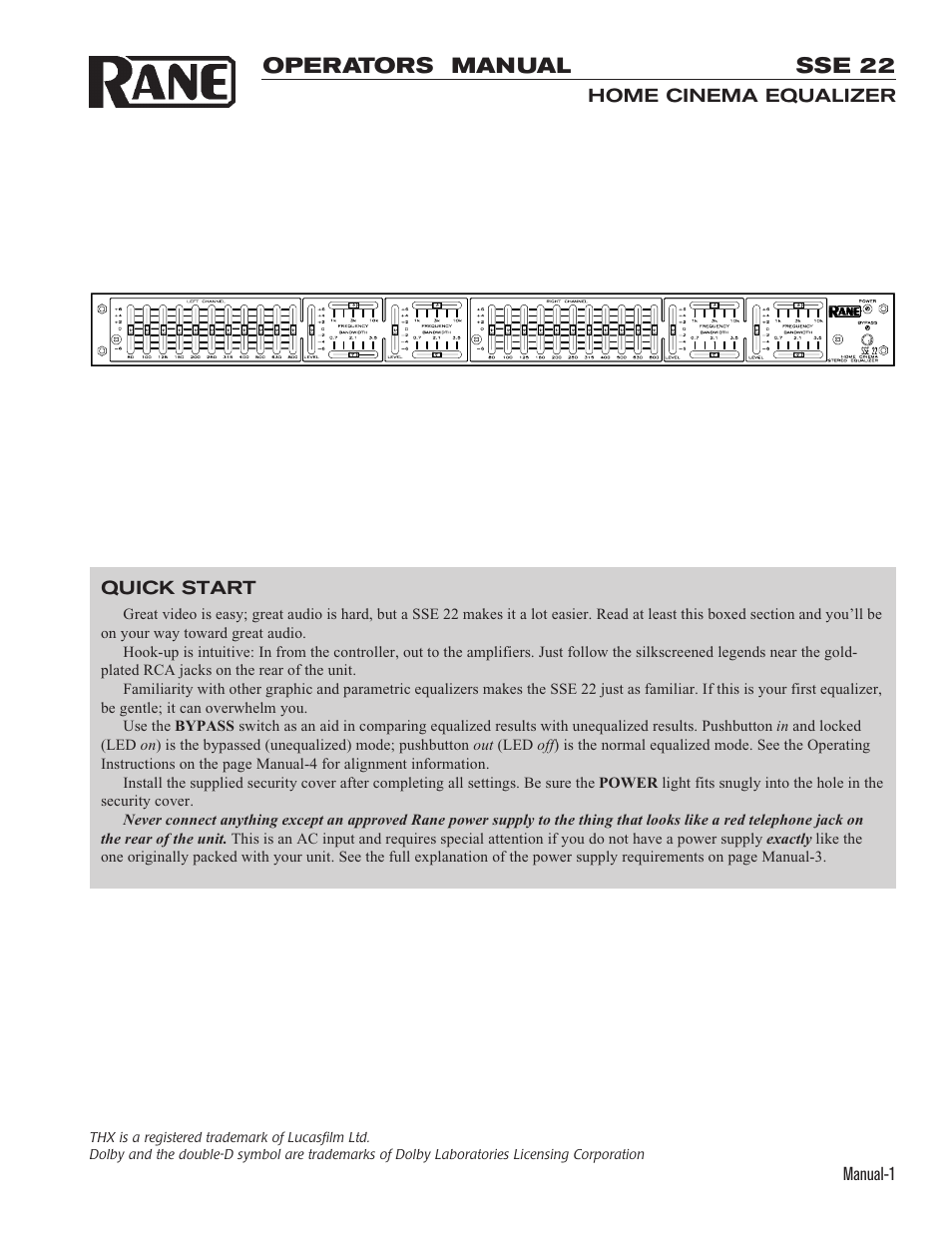 Rane SSE 22 User Manual | 6 pages