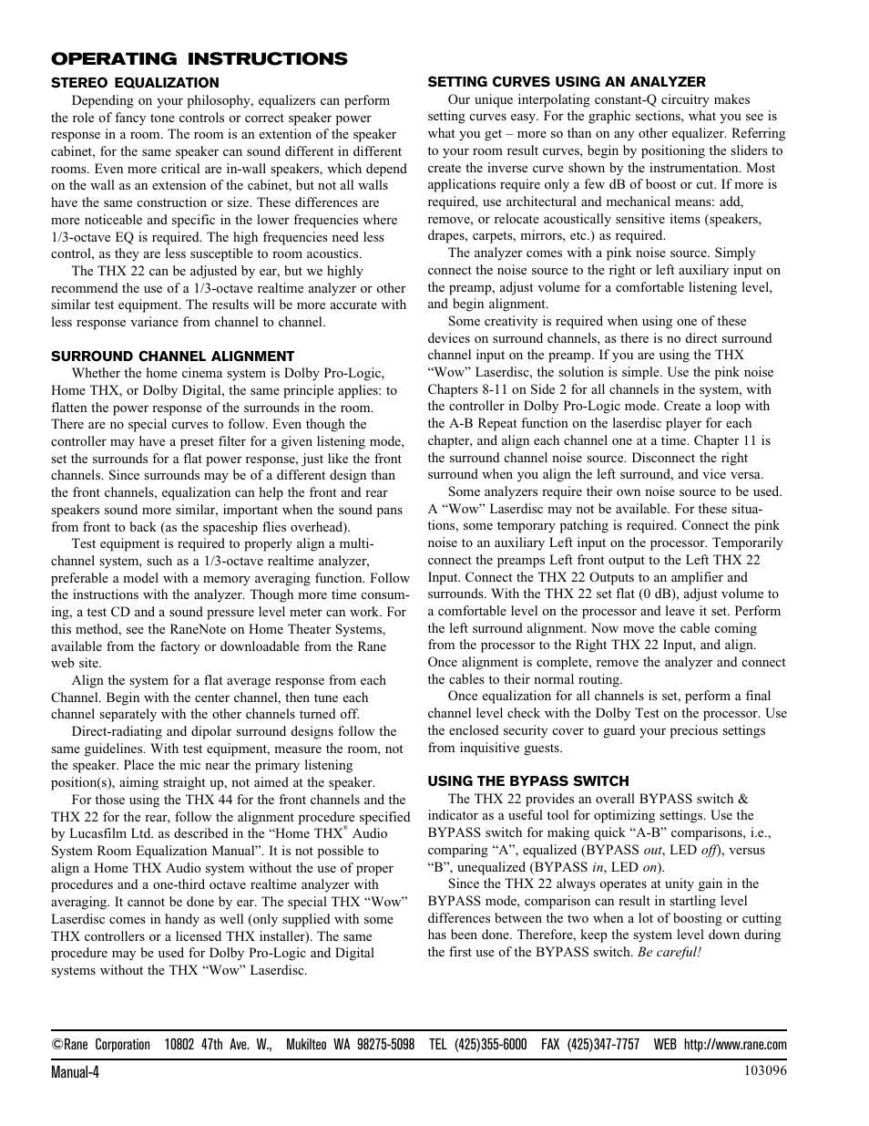 Rane THX 22 User Manual | Page 6 / 6