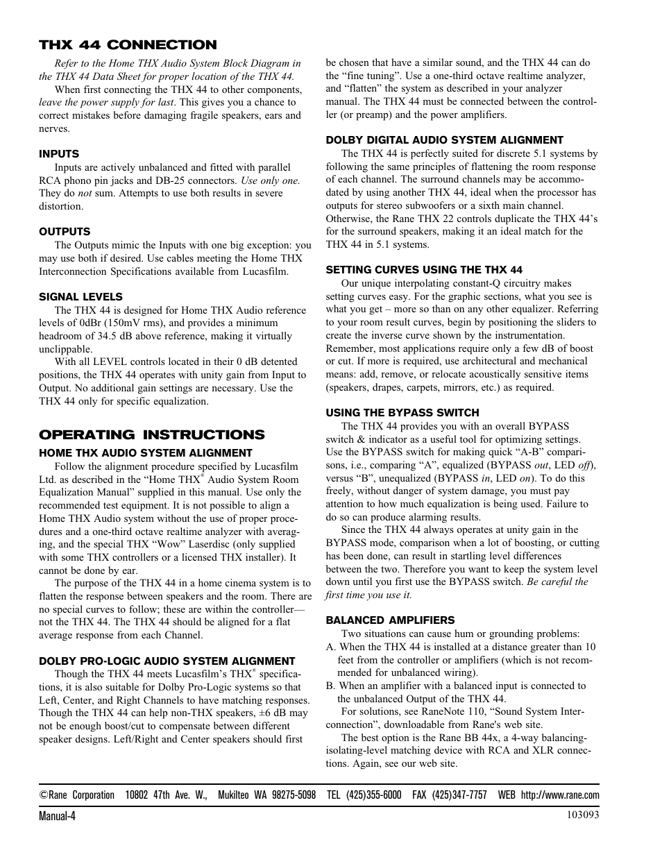 Rane THX 44 User Manual | Page 6 / 6