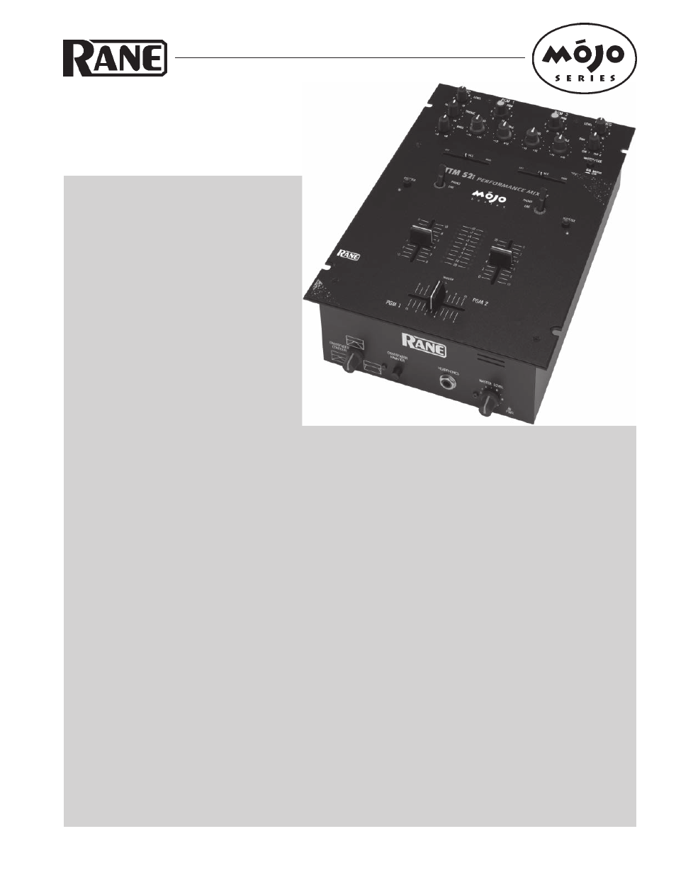 Rane TTM 52i User Manual | 9 pages