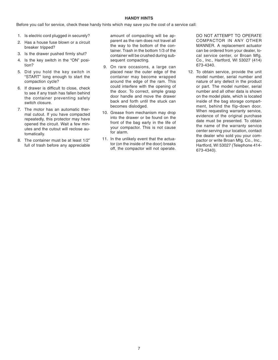 Broan 1050 User Manual | Page 7 / 8