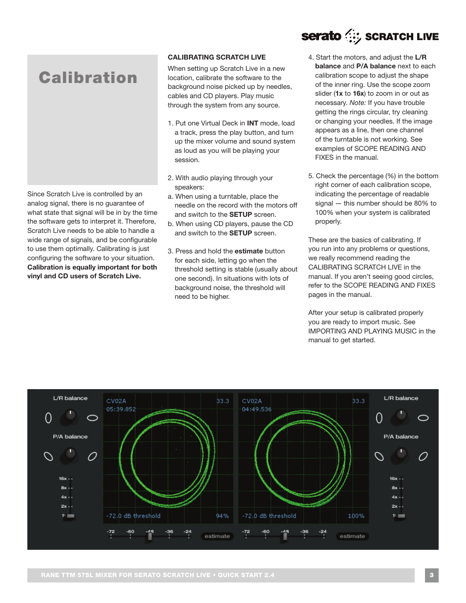 Calibration | Rane TTM 57SL Quick Start with Keyboard Shortcuts User Manual | Page 3 / 4