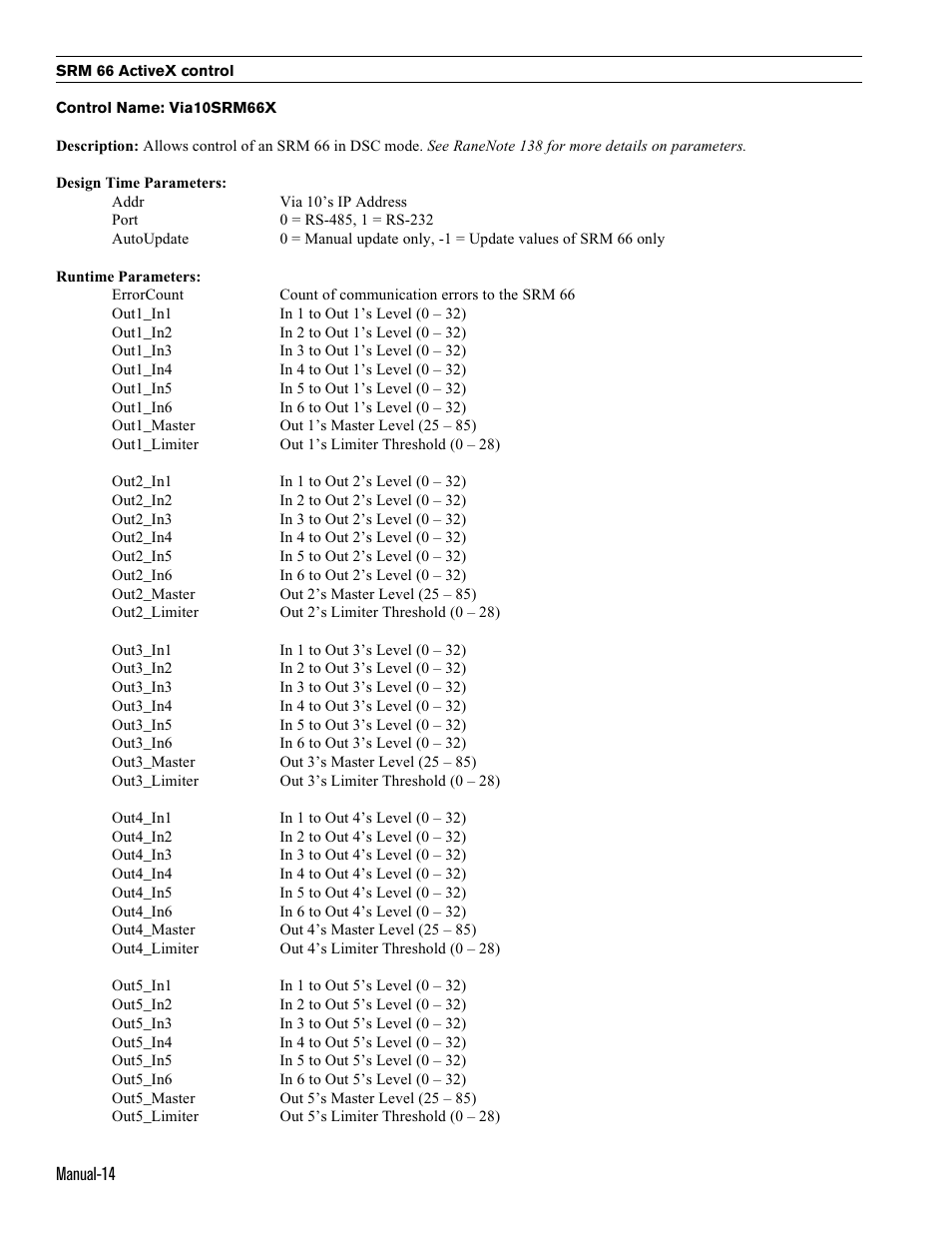 Rane Via 10 User Manual | Page 14 / 20