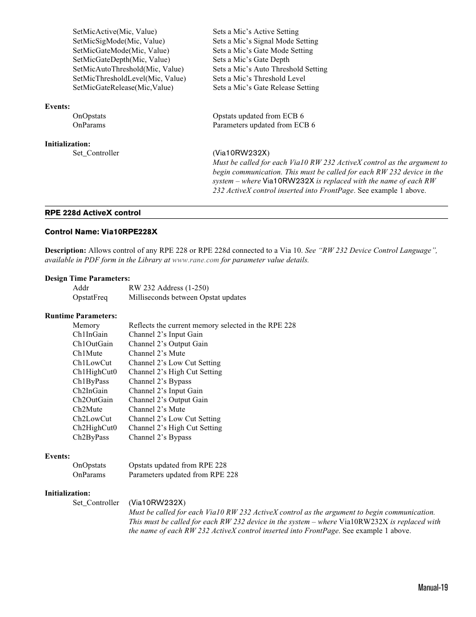 Rane Via 10 User Manual | Page 19 / 20