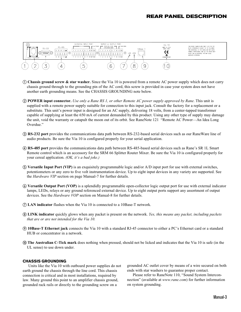 Rane Via 10 User Manual | Page 3 / 20