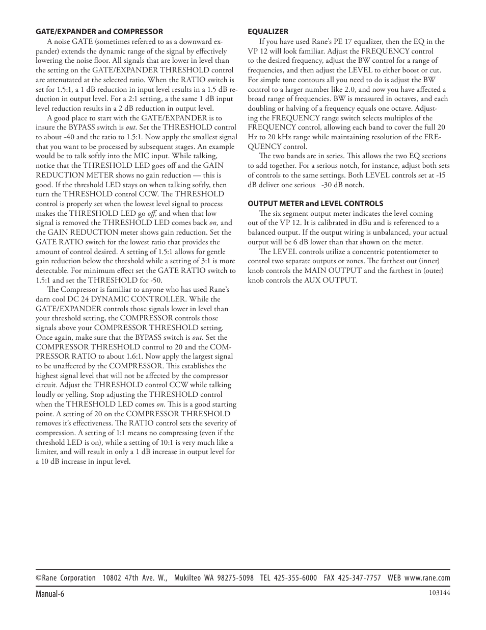 Rane VP 12 Manual User Manual | Page 8 / 12