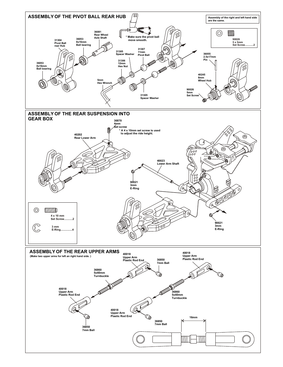 Assembly of the wing stay, Assembly of the rear upper arms | OFNA Racing 9.5 MBX RTR User Manual | Page 15 / 37