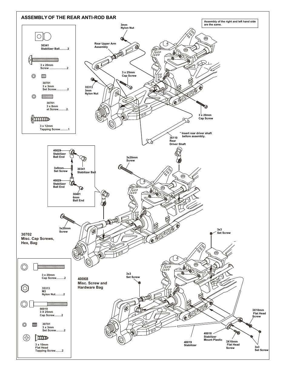 Assembly of the rear anti-rod bar, Assembly of the rear gear box onto chassis, Assembly of the servo saver | OFNA Racing 9.5 MBX RTR User Manual | Page 16 / 37