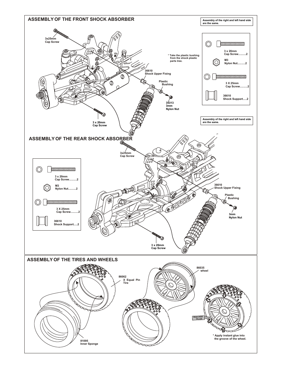 Assembly of the tires and wheels | OFNA Racing 9.5 MBX RTR User Manual | Page 29 / 37