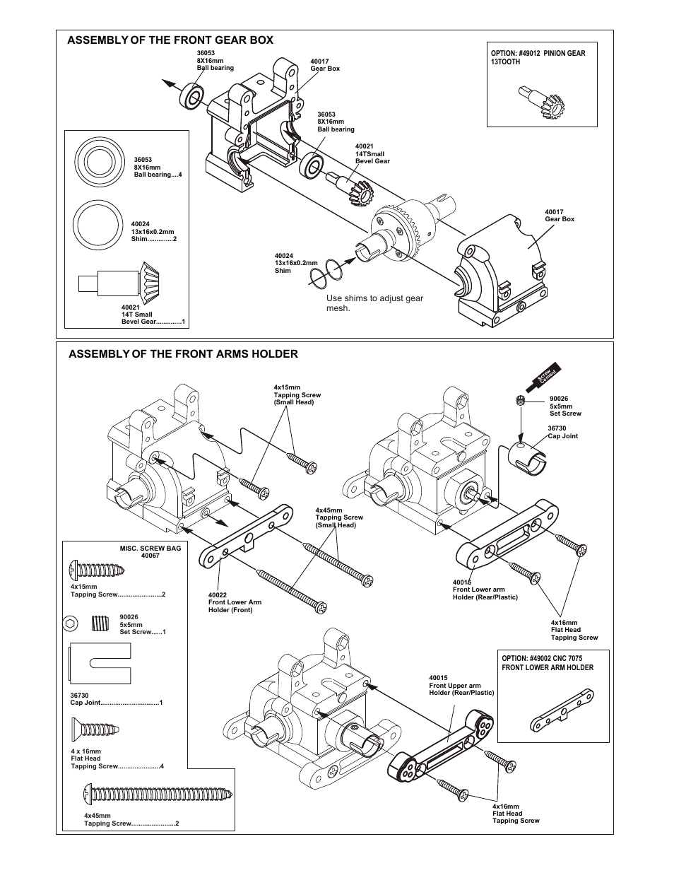 Assembly of the differential case, Assembly of the differential gear | OFNA Racing 9.5 MBX RTR User Manual | Page 9 / 37