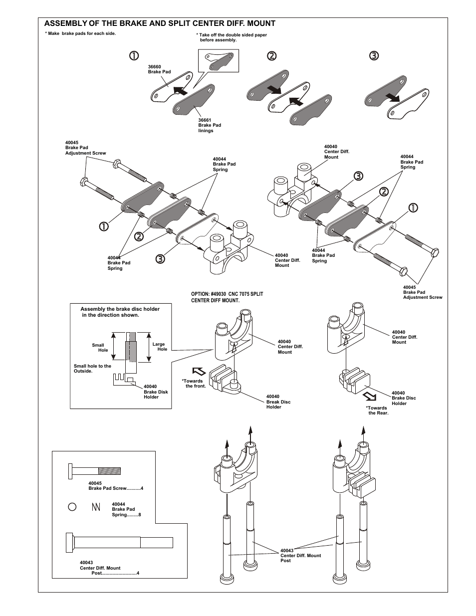 Assembly of the brake and split center diff. mount | OFNA Racing 9.5 Violator User Manual | Page 18 / 36