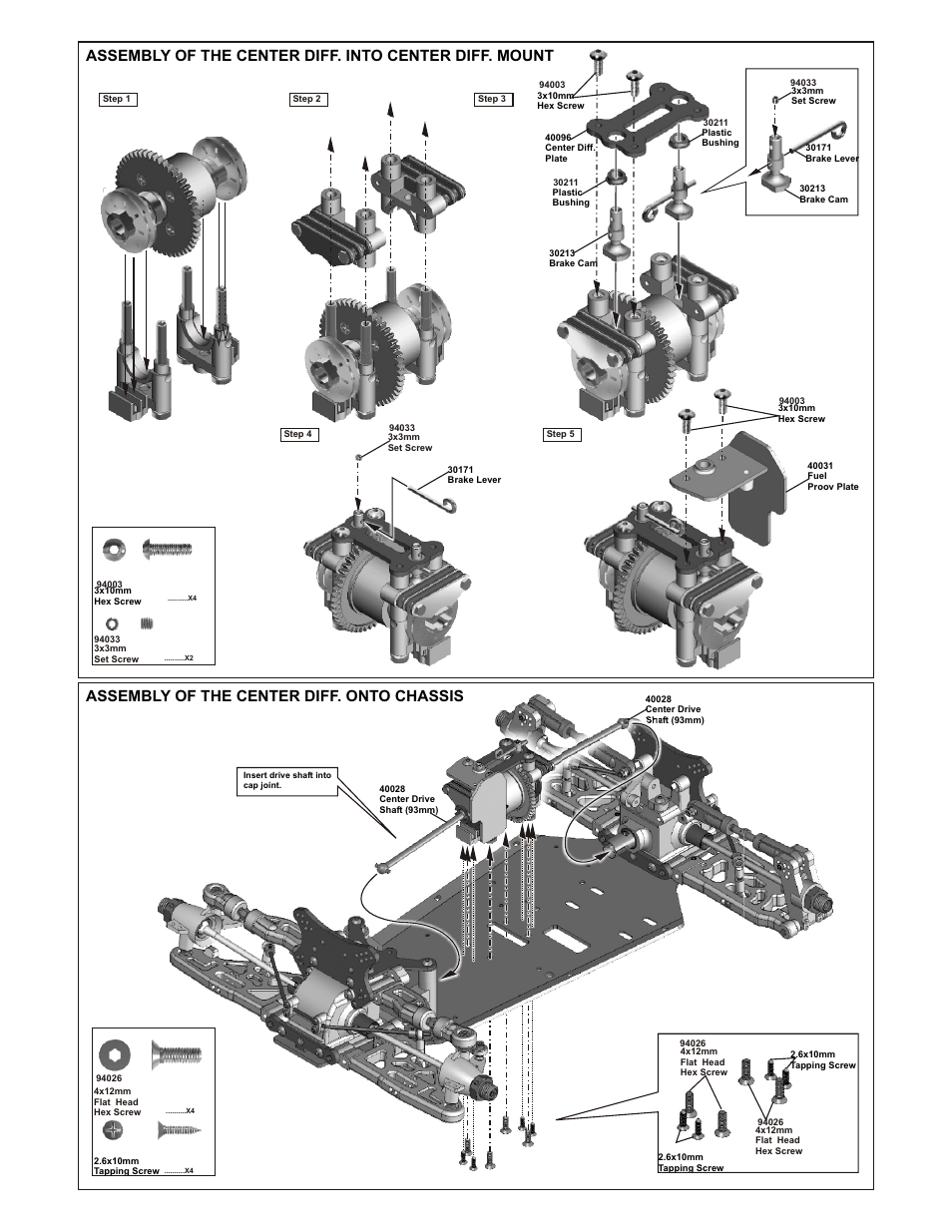 Assembly of the center diff. onto chassis | OFNA Racing Blazer SST User Manual | Page 15 / 38