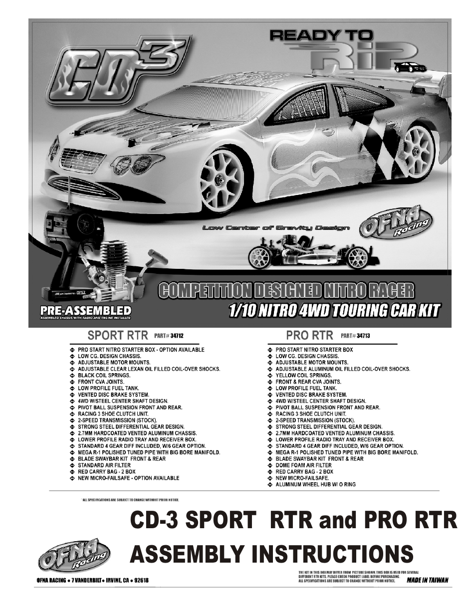 OFNA Racing CD3 RTR User Manual | 38 pages