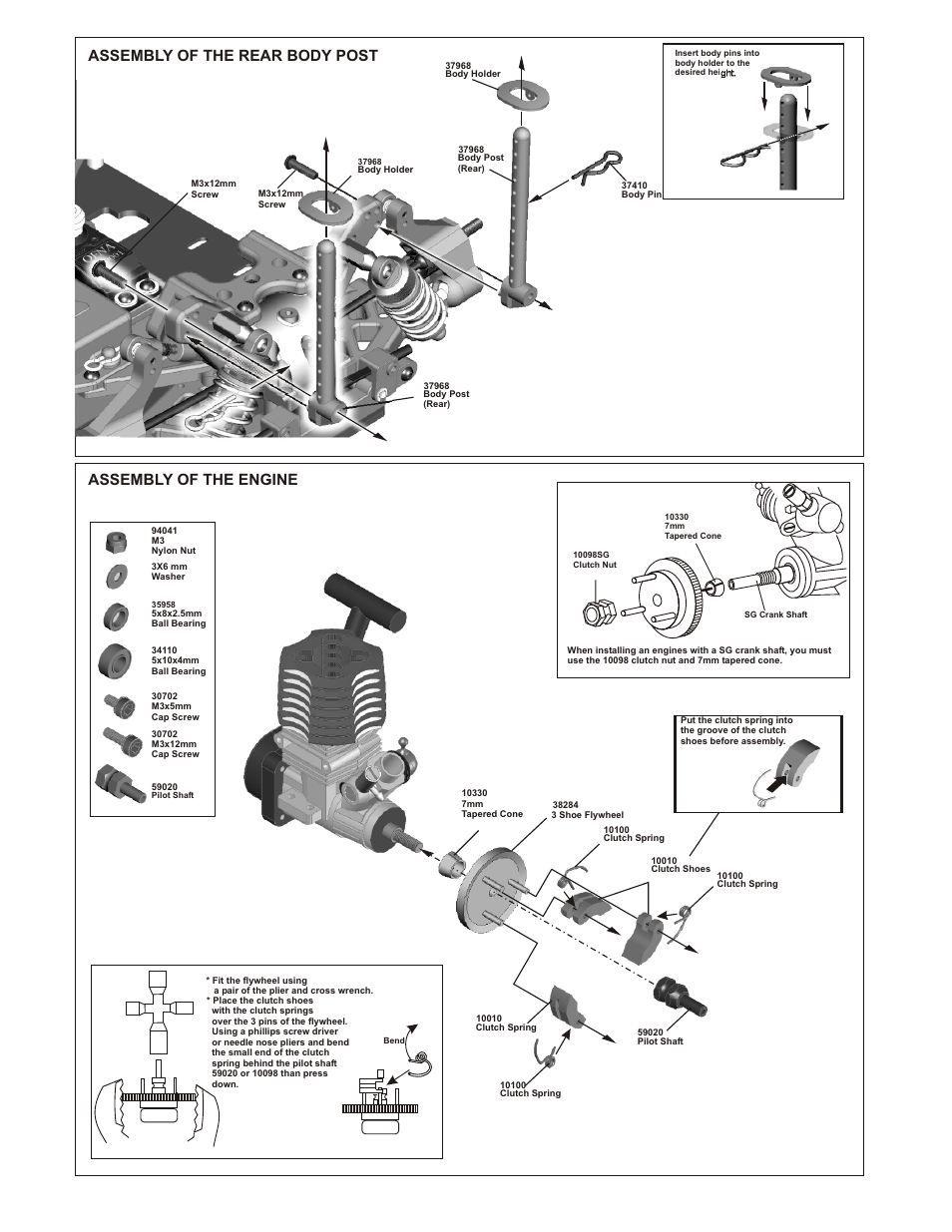 Assembly of the rear body post, Assembly of the engine | OFNA Racing CD3 RTR User Manual | Page 21 / 38