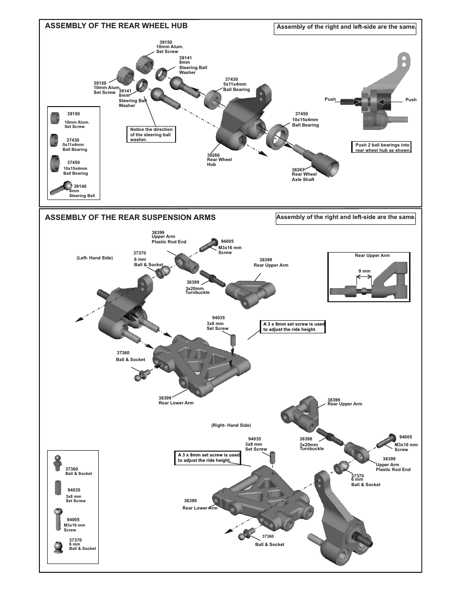 Assembly of the rear suspension arms, Assembly of the rear wheel hub | OFNA Racing CD3 RTR User Manual | Page 9 / 38