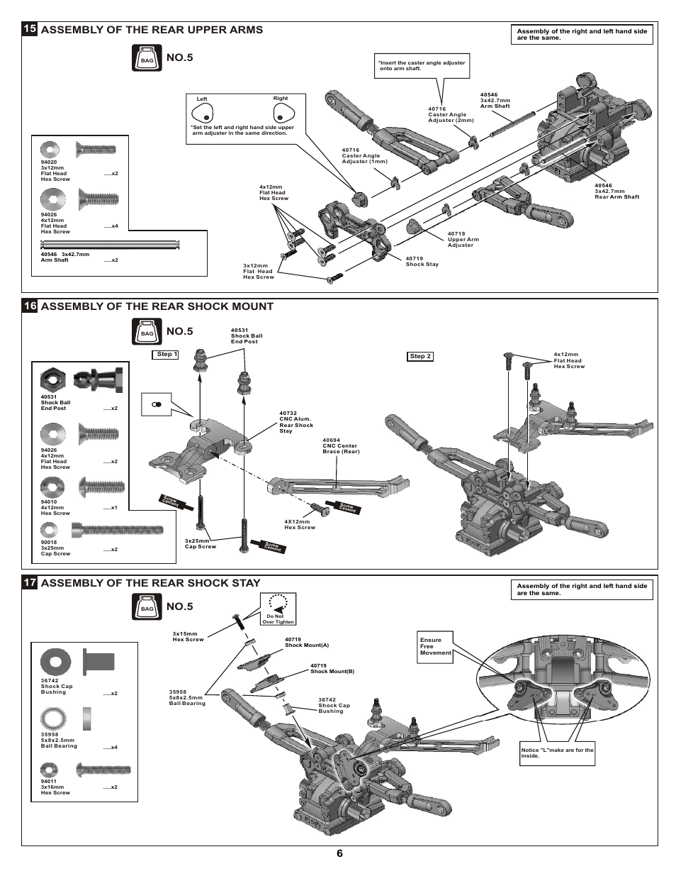 No.5, Assembly of the rear shock stay 17 | OFNA Racing DM-1 Pro User Manual | Page 12 / 30