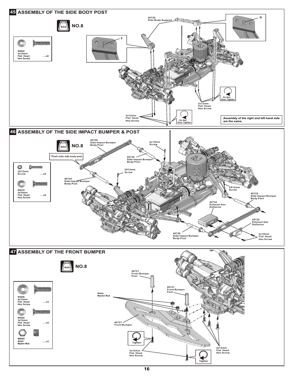 Assembly of the side body post 45, No.8 | OFNA Racing DM-1 Pro User Manual | Page 22 / 30