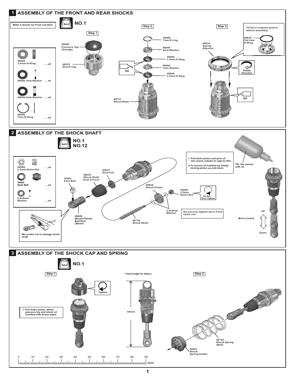 Assembly of the front and rear shocks 1, No.1, No.1 no.12 | OFNA Racing DM-1 Pro User Manual | Page 7 / 30