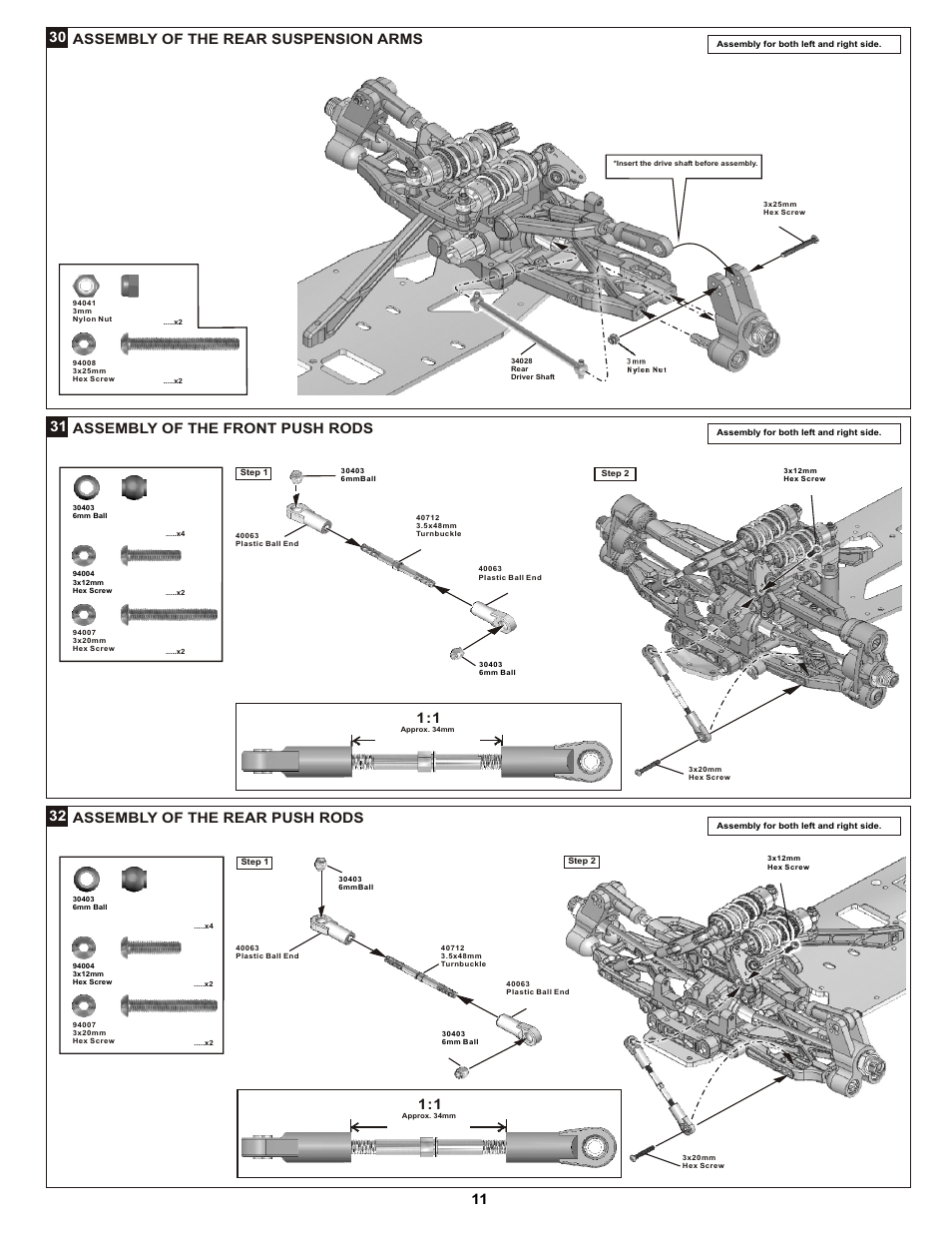 32 assembly of the rear push rods | OFNA Racing DM-1 RTR User Manual | Page 16 / 31