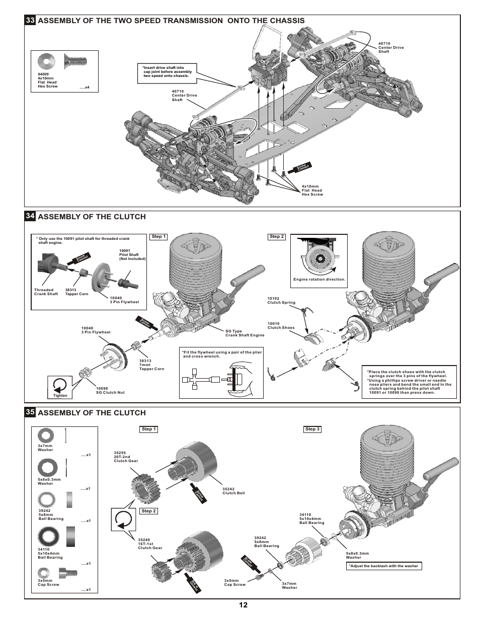 Assembly of the clutch 35 | OFNA Racing DM-1 RTR User Manual | Page 17 / 31