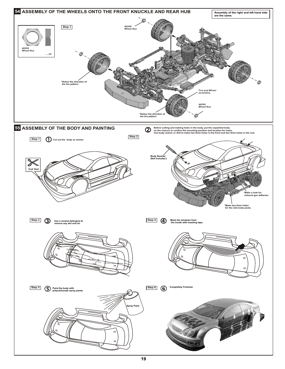 Assembly of the body and painting 19 55 | OFNA Racing DM-1 RTR User Manual | Page 24 / 31