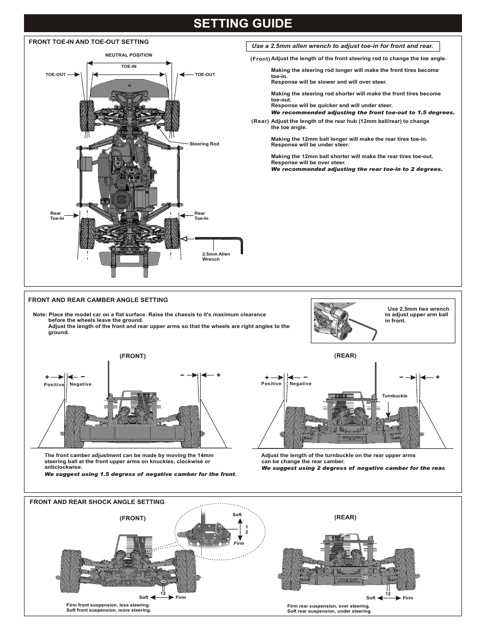 Setting guide | OFNA Racing DM-1 RTR User Manual | Page 28 / 31