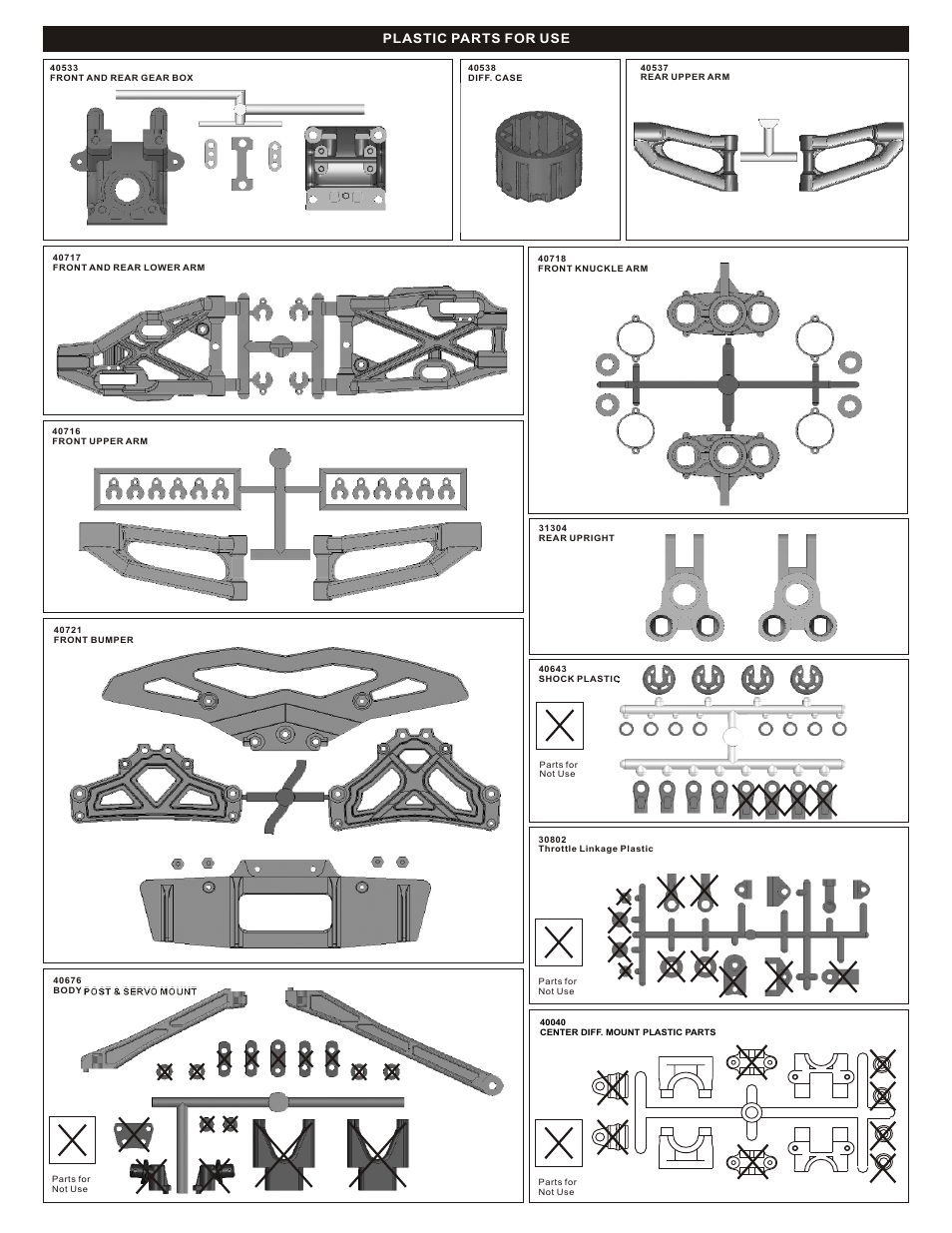 Plastic parts for use | OFNA Racing DM-1 RTR User Manual | Page 4 / 31