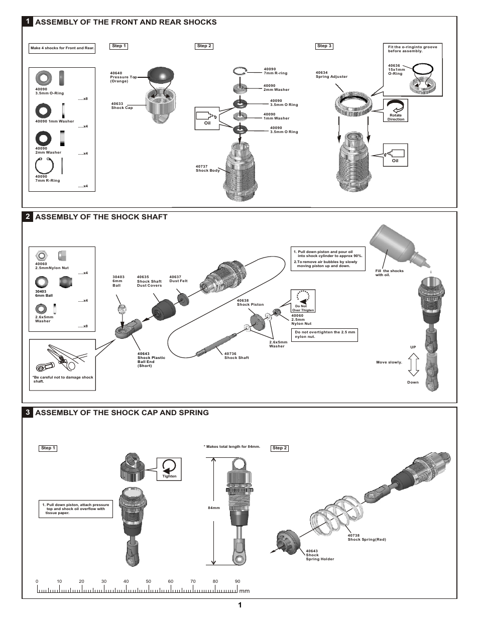 Assembly of the front and rear shocks 1 | OFNA Racing DM-1 RTR User Manual | Page 6 / 31