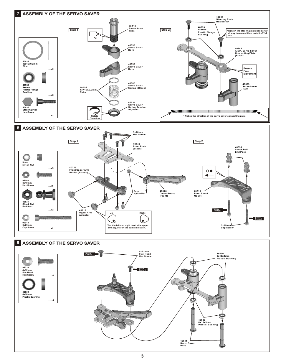 Assembly of the servo saver, 8assembly of the servo saver 3 9 | OFNA Racing DM-1 RTR User Manual | Page 8 / 31