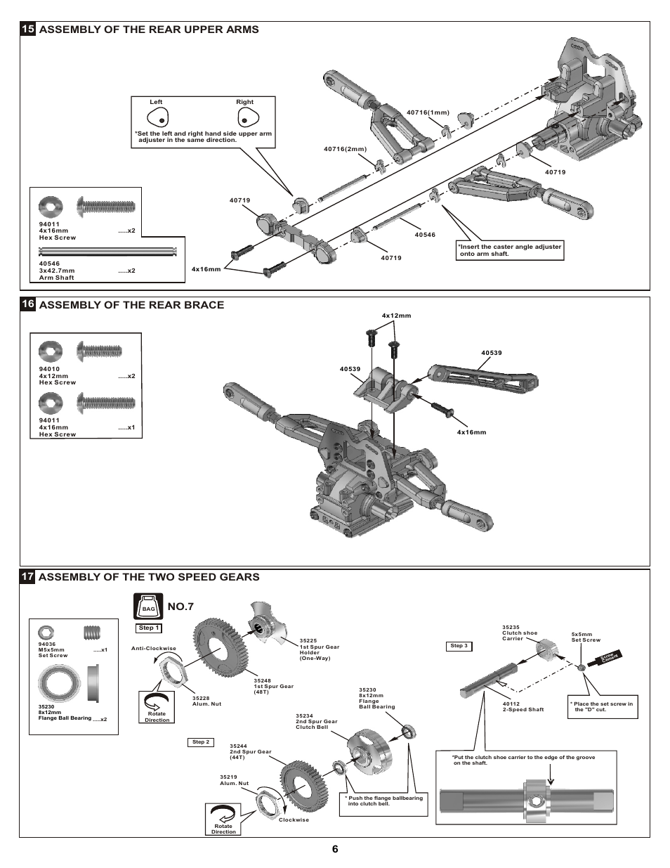 Assembly of the two speed gears 17, No.7 | OFNA Racing DM-1 Spec User Manual | Page 12 / 29