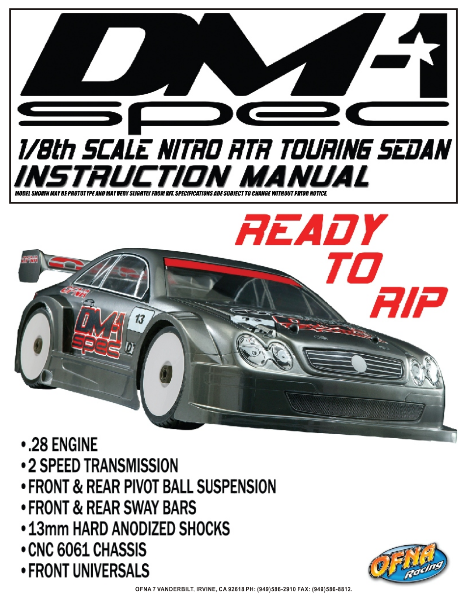 OFNA Racing DM-1 Spec RTR User Manual | 33 pages