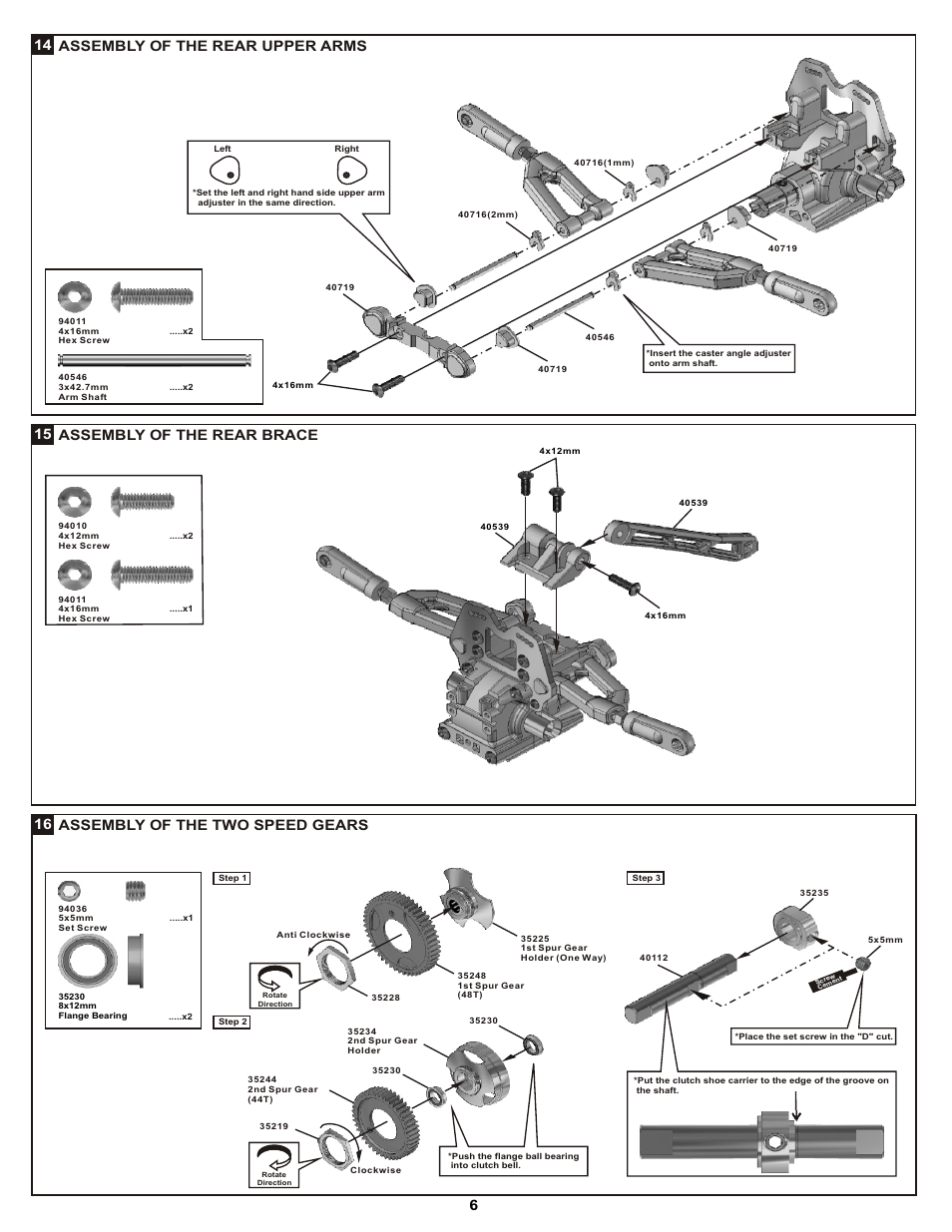 Assembly of the two speed gears 16 | OFNA Racing DM-1 Spec RTR User Manual | Page 12 / 33