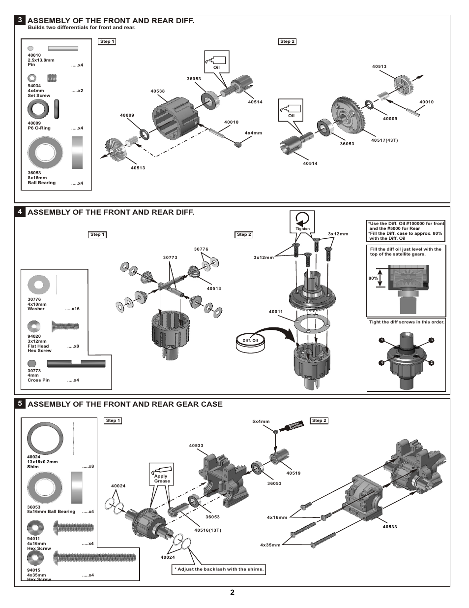 Assembly of the front and rear diff. 3, Assembly of the front and rear diff, 25 assembly of the front and rear gear case | OFNA Racing DM-1 Spec RTR User Manual | Page 8 / 33